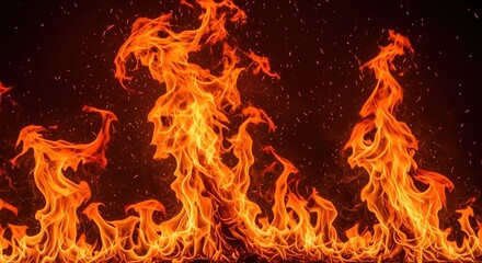 Fiery Flames Dancing in the Dark - A Burning Inferno.
