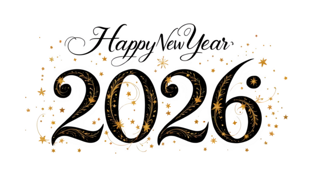Elegant New Year 2026 Greeting, isolated on transparent background