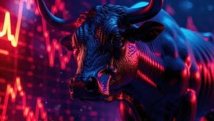 Financial Bull Symbolizing Stock Market Growth and Investment Trends.
