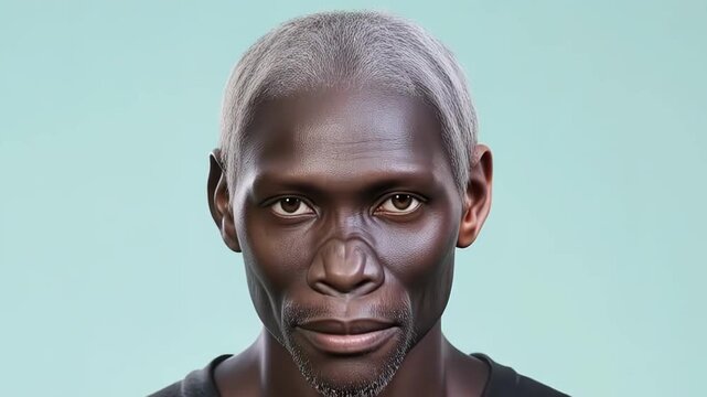 Portrait evolutionary transformation. A monkey turns into a Human. The chimpanzee (Pan troglodytes) is slowly turning into an adult male (Homo sapiens)