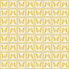Smooth repeating patterns (seamless pattern) with yellow butterfly illustrations and geometric details