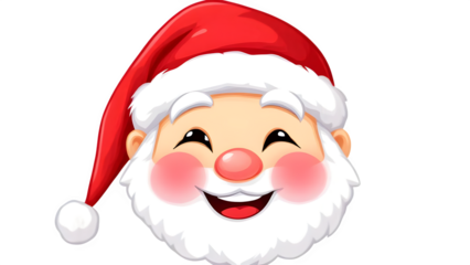 Santa Claus Face, Cheerful Expression, isolated on transparent background