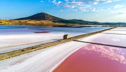 Aerial view of colorful salt flats