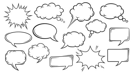 Fototapeta premium Comic speech bubbles vector set different shapes for communication or chat concept