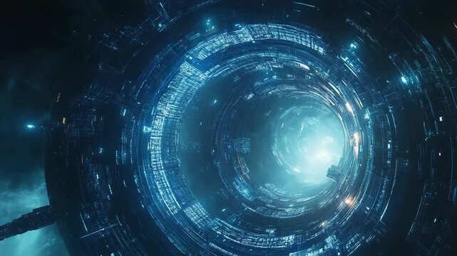 Sci fi wormhole tunnel space travel concept