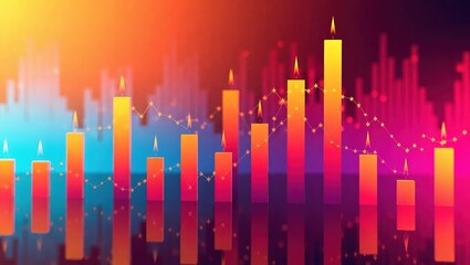 Financial market analysis with candlestick charts and graphs.