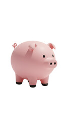 Obraz premium 3D Pink Pig Isolated on Transparent Background Cute Cartoon Style