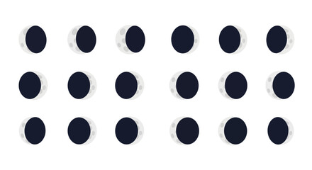 Lunar cycle visualization featuring sequential moon phases against a clean white background