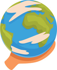 Two hands holding and protecting earth globe showing care for environment, sustainability and ecology concepts