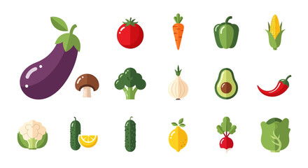 Vibrant vector illustration featuring an assortment of fresh vegetables isolated on white