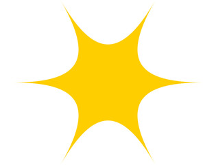 A bright yellow star shape with sharp points, isolated on transparent background