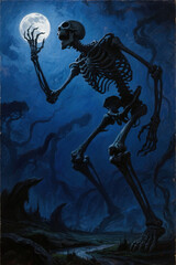Scary Gigantic Skeleton in the Night