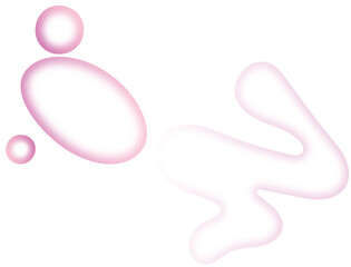 Abstract pink fluid shapes and bubbles isolated on transparent background