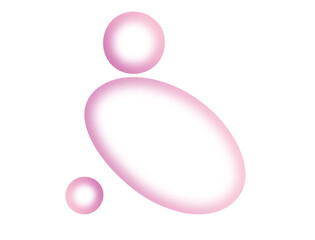 Abstract pink fluid shape with bubbles isolated on transparent background