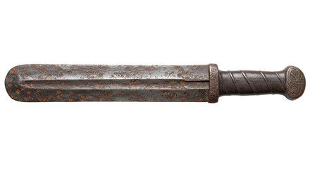 Isolated antique rusty sword with handle photo