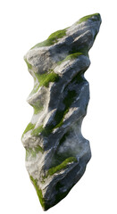 3D Realistic Tall Twisted Rock Formation With Green Moss