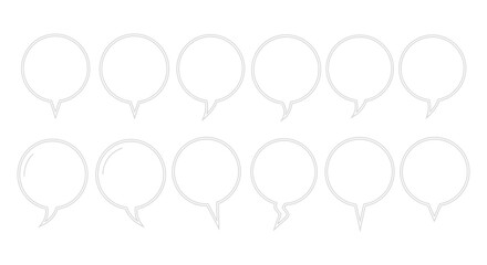 Arrangement of minimalistic speech bubbles displaying diverse forms, suitable for creative design