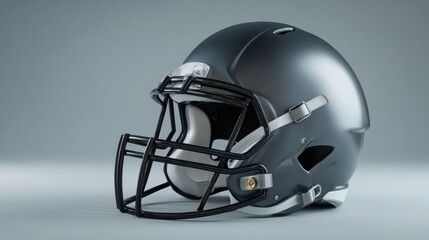 Modern football helmet with sleek design and matte finish on a minimalist background for sports equipment showcase
