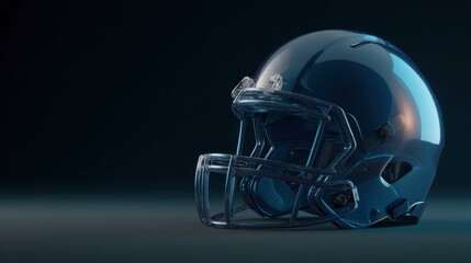 Naklejka premium Shiny Football Helmet Displayed on Dark Background with Studio Lighting for Sports and Athletic Themes
