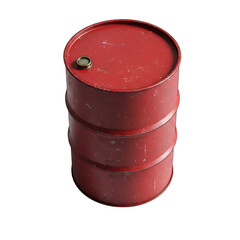 3D Red Metal Barrel Isolated On Transparent Background Realistic Rendering