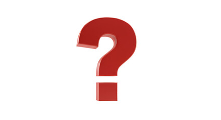 3D Red Question Mark Isolated on Black Background