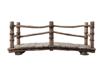 Naklejka premium Rustic wooden bridge with rope railing