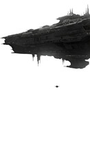 3D Render Isolated Spaceship Black Background With Colorful Glitch Effect