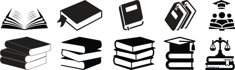 Creative black open book logo vector design illustration. Book icon set. open book icon vector. ebook icon set.Open book icon isolated on transparent background.Knowledge icon in editable stroke