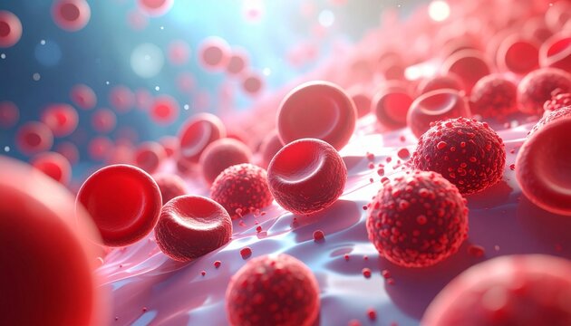 Microscopic Journey: Red Blood Cells and Irregular Cells Navigating a Complex Biological Environment