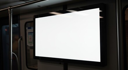 Fototapeta premium Blank Advertisement Screen on Public Transport.