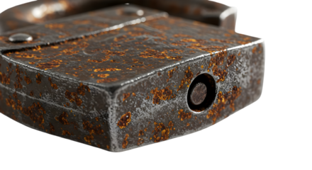 3d Rusty Padlock Isolated on Transparent Background