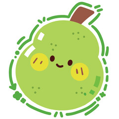 Cute Green Apple Illustration