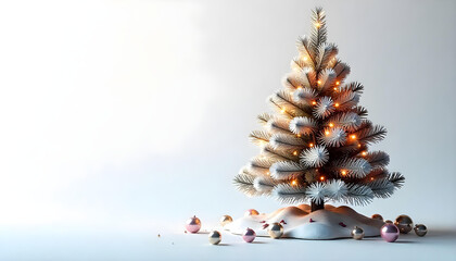 Christmas background with hanging ball star tree isolated on white background