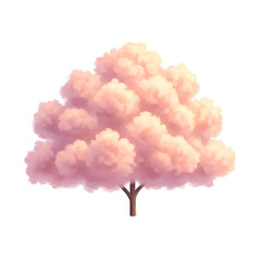 Illustration Of A Pink Cherry Blossom Tree With Soft Lighting Isolated