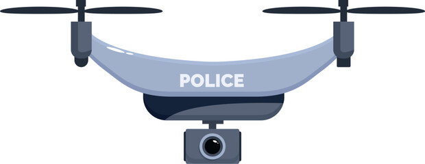 Police drone monitoring public area with camera recording video