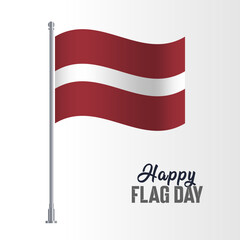 Latvia Flag Pole Vector Illustration Wavy Flag Pole Happy Flag Day