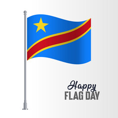 Democratic Republic of the Congo Flag Pole Vector Illustration Wavy Flag Pole Happy Flag Day