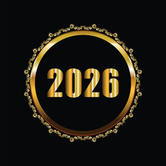 Goodbye 2025 Hello 2026 – Elegant Golden New Year Typography with Check and Cross Icons for Festive Celebration Design