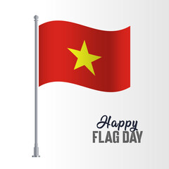 Vietnam Flag Pole Vector Illustration Wavy Flag Pole Happy Flag Day