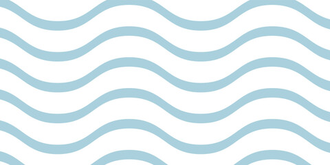 Seamless Wave Pattern, Hand drawn water sea vector background. Wavy beach print, curly grunge paint lines,