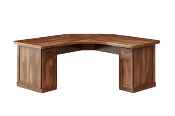 L shaped wooden desk with storage options designed for home office or workspace settings