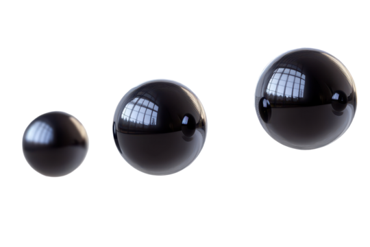 Levitating pulsating orbs floating in space with a reflective surface showcasing a clear, abstract backdrop and subtle shadows beneath