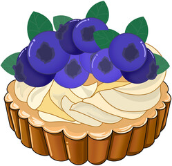 blueberry muffin isolated on white