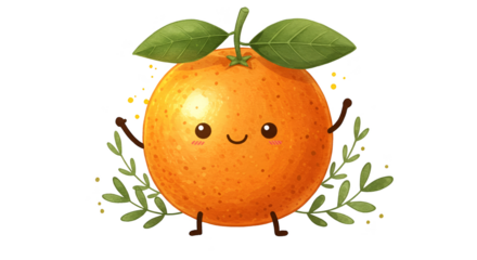 Illustration Of Cute Orange Character With Leaves And Twigs