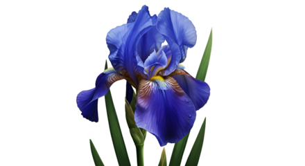 Isolated Blue Iris Flower Realistic Photo