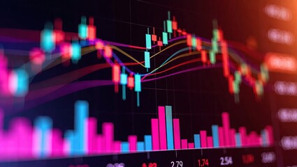 Financial Stock Market Candlestick Chart for Trading Analysis.