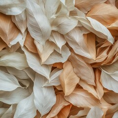 Soft, layered leaves in gentle peach and cream hues