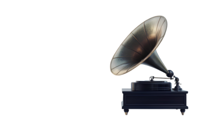 Vintage gramophone on transparent background