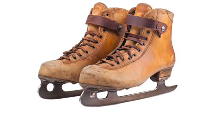 Old ice skates isolated on transparent background