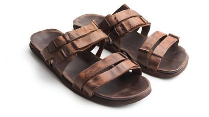 Brown sandals isolated on white background